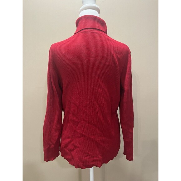 Coldwater Creek Sweater Women Size XL Ribbed Red Long Sleeve Turtleneck Classic - Picture 2 of 10